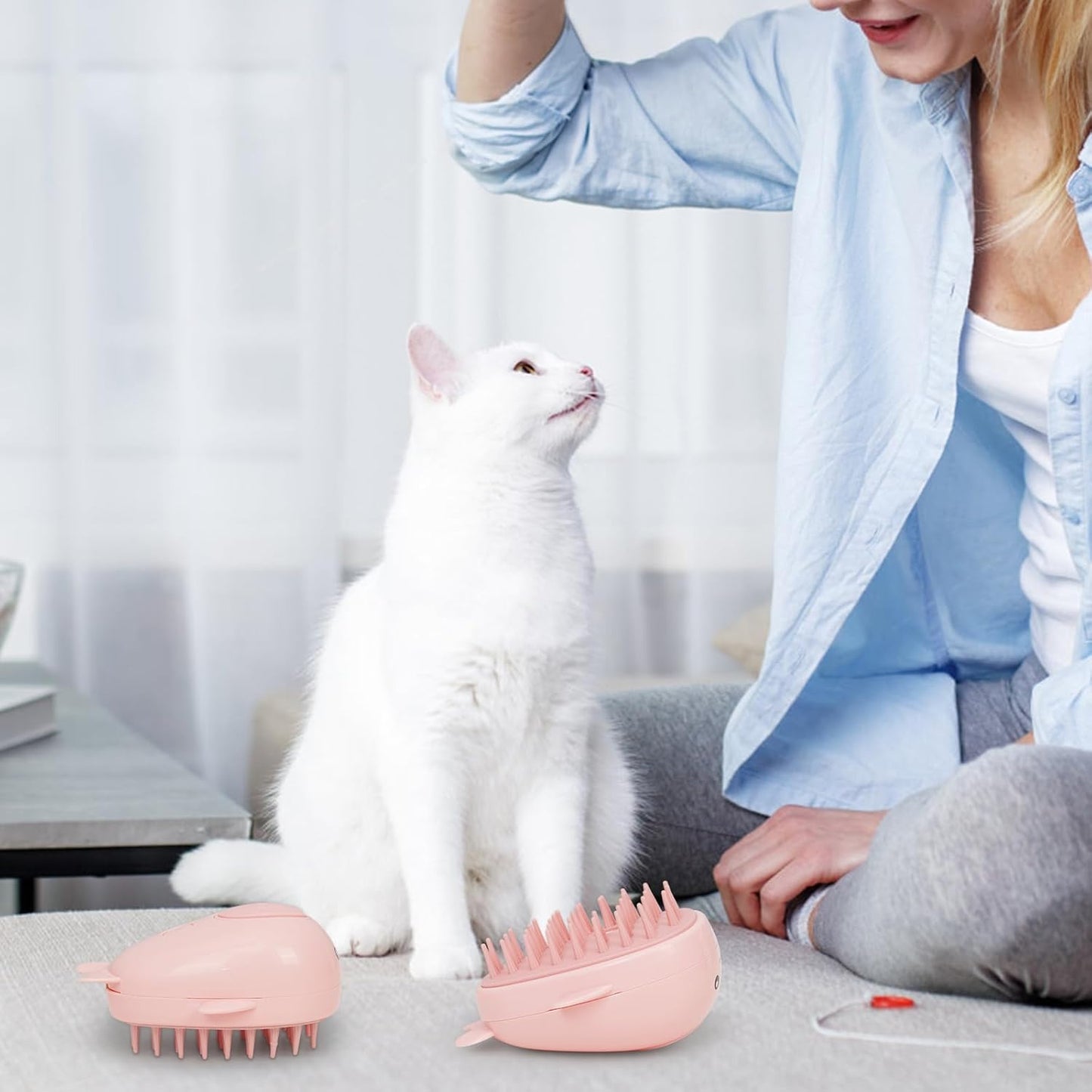 SteamWhale 3-in-1 Cat Steam Brush | Self-Cleaning Pet Grooming Tool with Steam