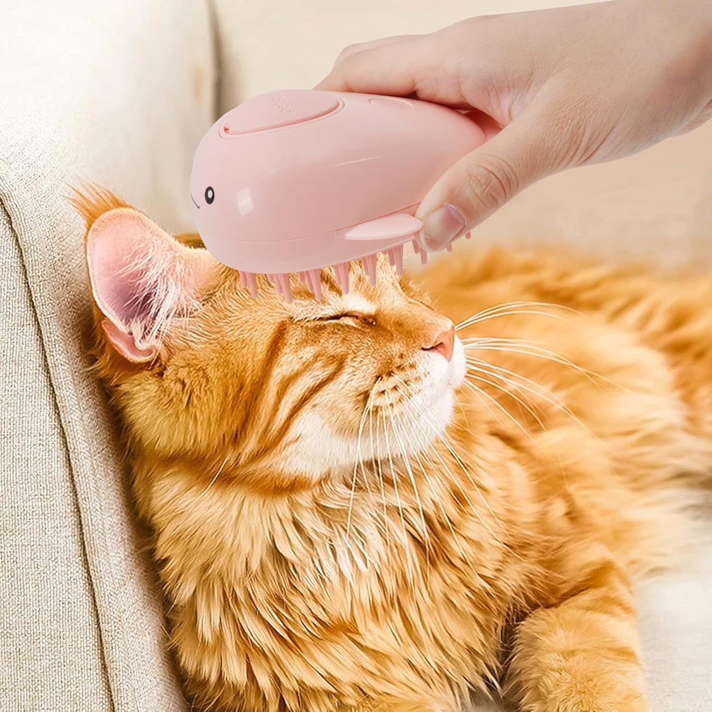 SteamWhale 3-in-1 Cat Steam Brush | Self-Cleaning Pet Grooming Tool with Steam