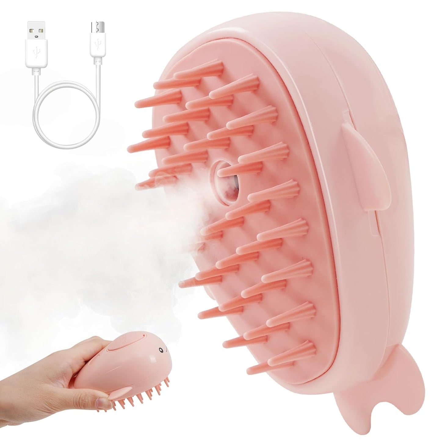 SteamWhale 3-in-1 Cat Steam Brush | Self-Cleaning Pet Grooming Tool with Steam