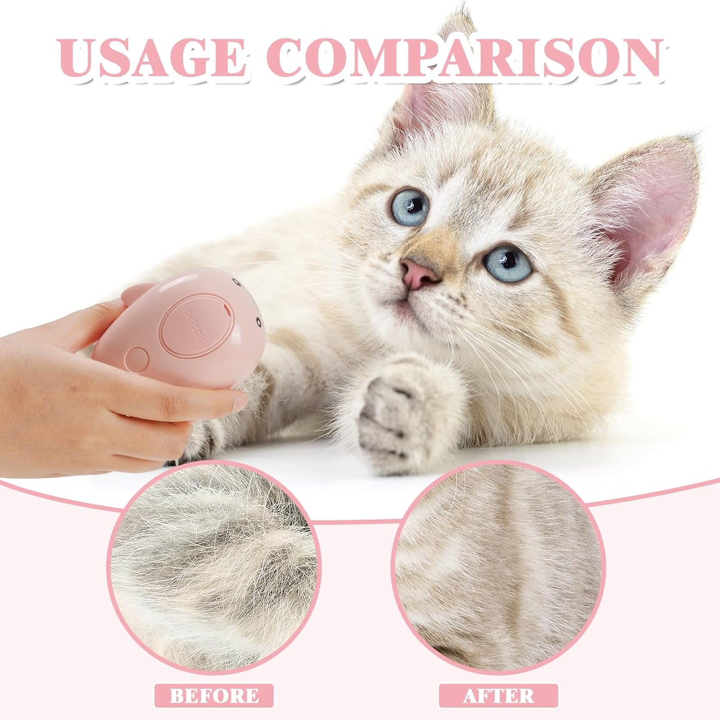 SteamWhale 3-in-1 Cat Steam Brush | Self-Cleaning Pet Grooming Tool with Steam