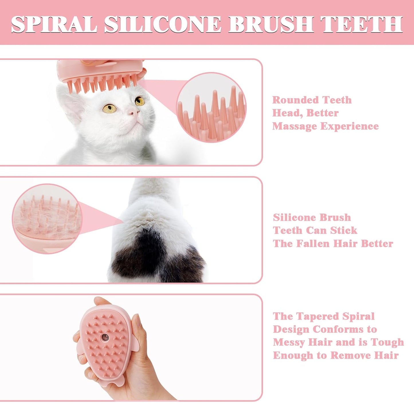 SteamWhale 3-in-1 Cat Steam Brush | Self-Cleaning Pet Grooming Tool with Steam